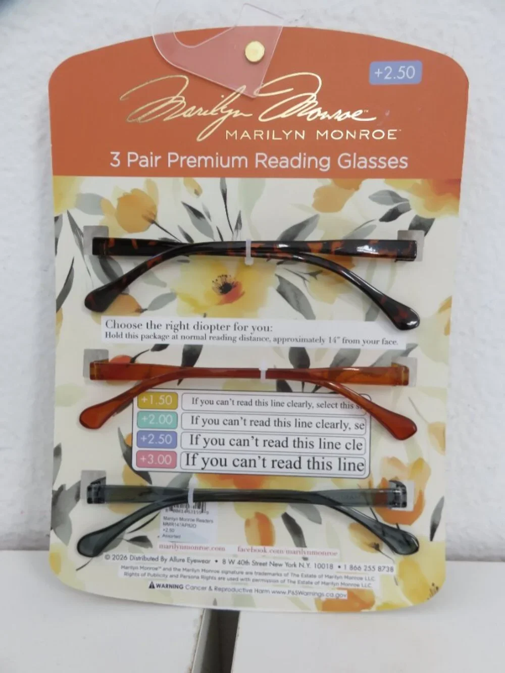 (#D-60) Marilyn Monroe 3-Pair Premium reading glasses